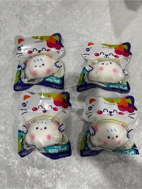 Lot of 4 Kawaii Squishy Soft Puffy Kitty Party Favor Kids Toy Age 3+